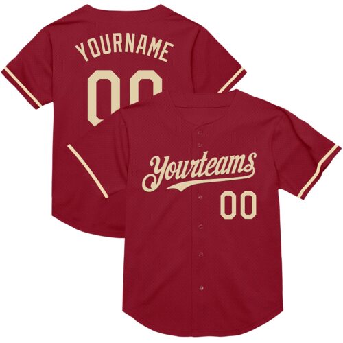 Maroon0151 Custom Maroon Cream Mesh Authentic Throwback Baseball Jersey