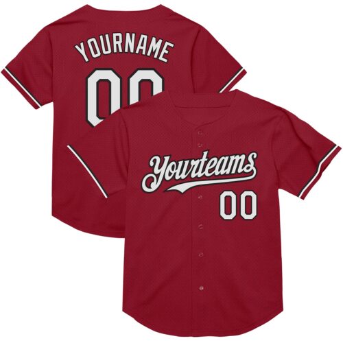 Maroon0155 Custom Maroon White-Black Mesh Authentic Throwback Baseball Jersey