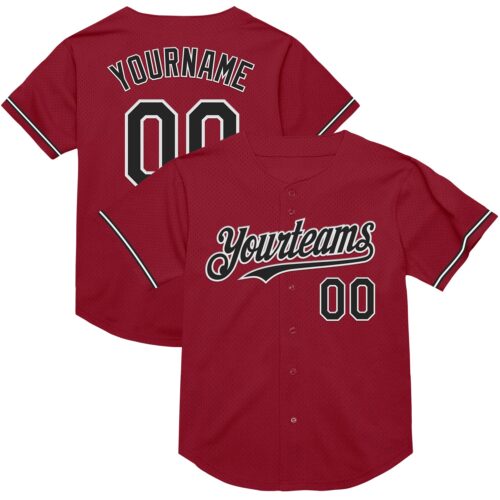Maroon0157 Custom Maroon Black-White Mesh Authentic Throwback Baseball Jersey