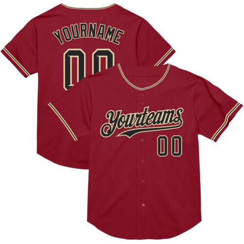 Maroon0163 Custom Maroon Black-City Cream Mesh Authentic Throwback Baseball Jersey