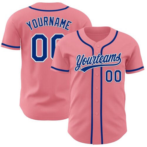 MediumPink0002 Custom Medium Pink Royal-White Authentic Baseball Jersey
