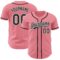 Custom Medium Pink Black-White Authentic Baseball Jersey