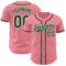 Custom Medium Pink Green-White Authentic Baseball Jersey