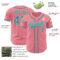 Custom Medium Pink Teal-White Authentic Baseball Jersey