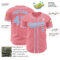 Custom Medium Pink Light Blue-White Authentic Baseball Jersey