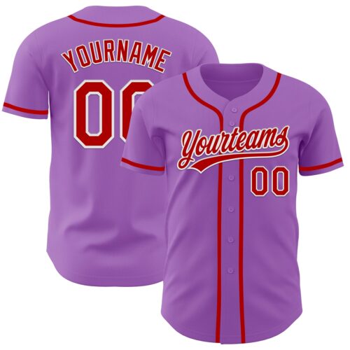 MediumPurple0002 Custom Medium Purple Red-White Authentic Baseball Jersey