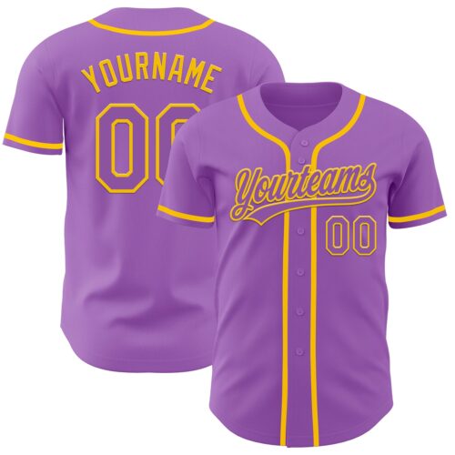MediumPurple0003 Custom Medium Purple Yellow Authentic Baseball Jersey