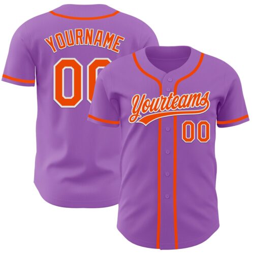 MediumPurple0005 Custom Medium Purple Orange-White Authentic Baseball Jersey