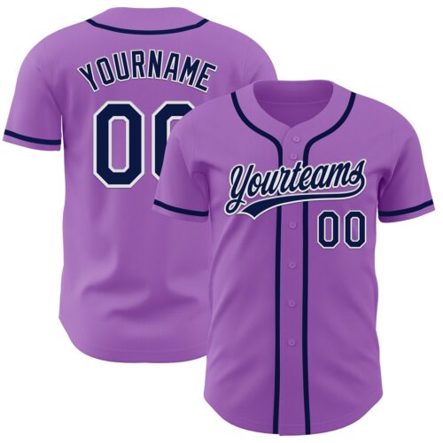 MediumPurple0006 Custom Medium Purple Navy-White Authentic Baseball Jersey