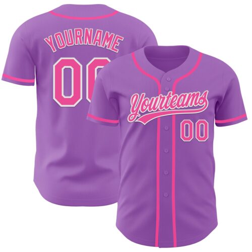 MediumPurple0011 Custom Medium Purple Pink-White Authentic Baseball Jersey