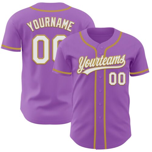 MediumPurple0013 Custom Medium Purple White-Old Gold Authentic Baseball Jersey