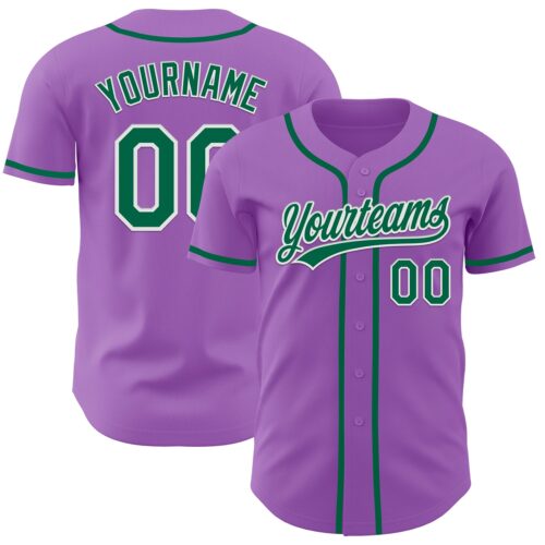 MediumPurple0015 Custom Medium Purple Kelly Green-White Authentic Baseball Jersey