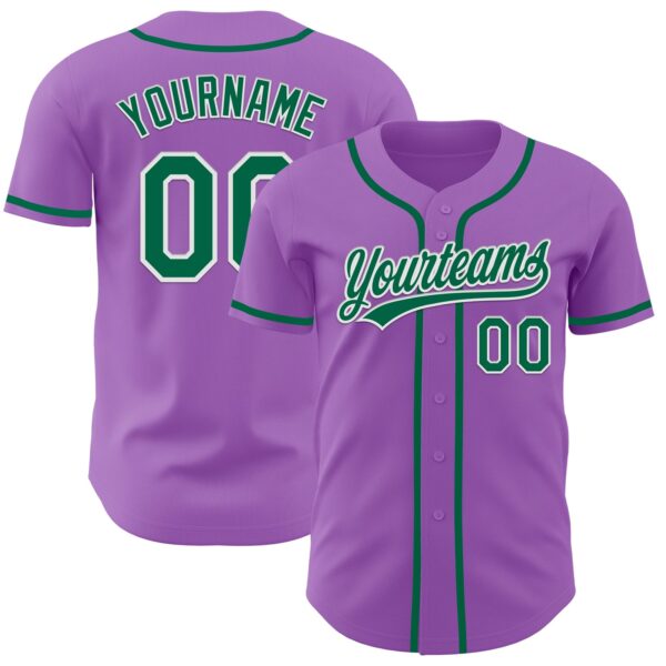 Custom Medium Purple Kelly Green-White Authentic Baseball Jersey