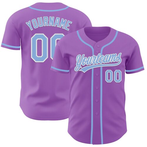 MediumPurple0016 Custom Medium Purple Light Blue-White Authentic Baseball Jersey