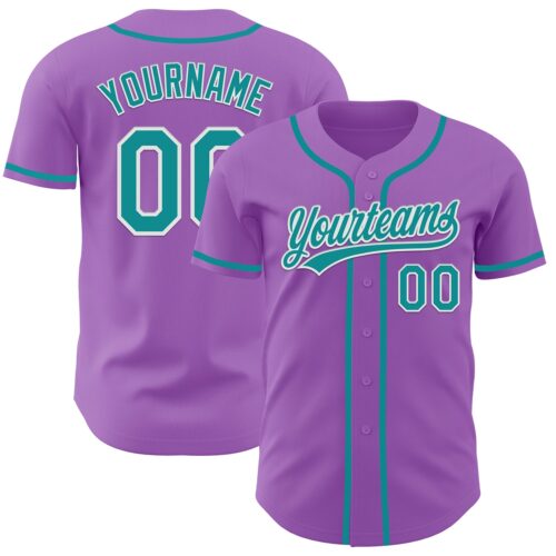 MediumPurple0019 Custom Medium Purple Teal-White Authentic Baseball Jersey