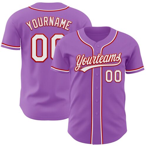 MediumPurple0021 Custom Medium Purple White-Red Authentic Baseball Jersey