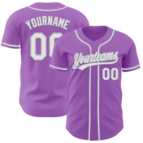 MediumPurple0023 Custom Medium Purple White-Gray Authentic Baseball Jersey
