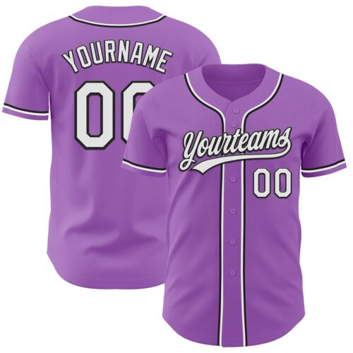 MediumPurple0024 Custom Medium Purple White-Black Authentic Baseball Jersey