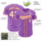 Custom Medium Purple White-Orange Authentic Baseball Jersey