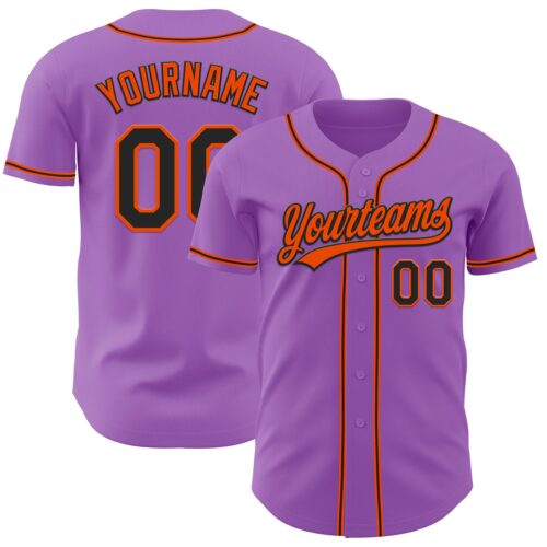 MediumPurple0026 Custom Medium Purple Black-Orange Authentic Baseball Jersey