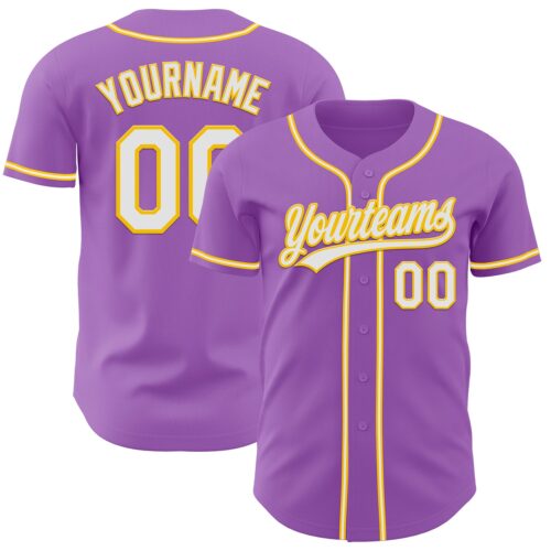 MediumPurple0029 Custom Medium Purple White-Yellow Authentic Baseball Jersey