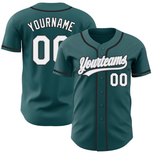 MidnightGreen0026_4f6a431c-c206-4fe2-9559-dc8da1bc1fb2 Custom Midnight Green White Gray-Black Authentic Baseball Jersey
