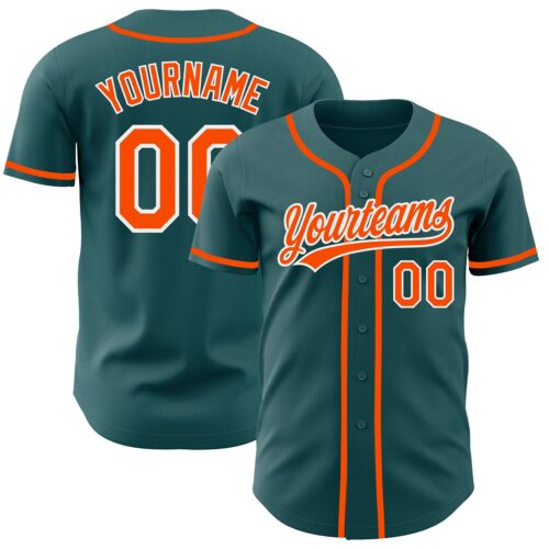 MidnightGreen0028_92ccc1a7-17f0-47d4-a001-342318833fb1 Custom Midnight Green Orange-White Authentic Baseball Jersey