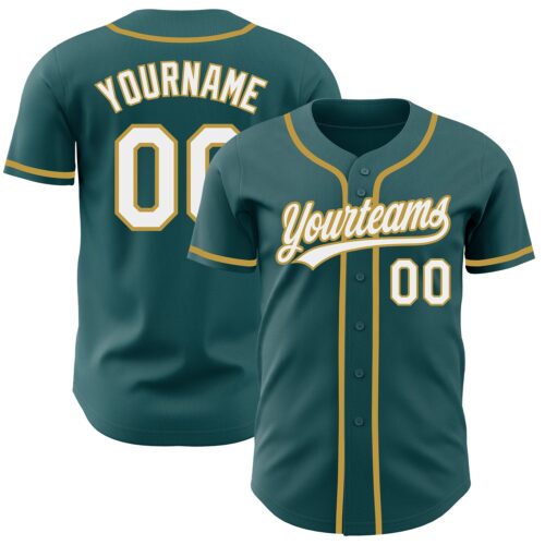 MidnightGreen0029_01952a55-9af3-4ee9-9424-fc12edf109d3 Custom Midnight Green White-Old Gold Authentic Baseball Jersey