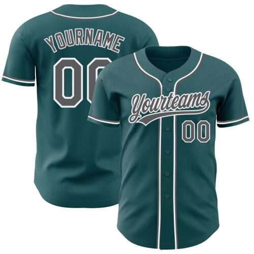 MidnightGreen0034_65f8150e-4a1f-44d0-a547-d3b0b131263d Custom Midnight Green Steel Gray-White Authentic Baseball Jersey