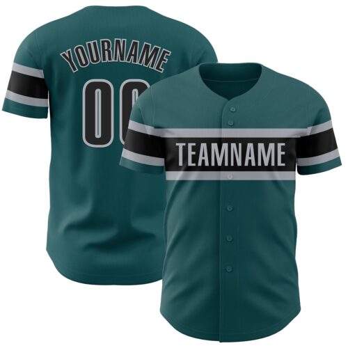 MidnightGreen0052 Custom Midnight Green Black-Gray Authentic Baseball Jersey