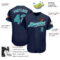 Custom Navy Teal-White Authentic Baseball Jersey