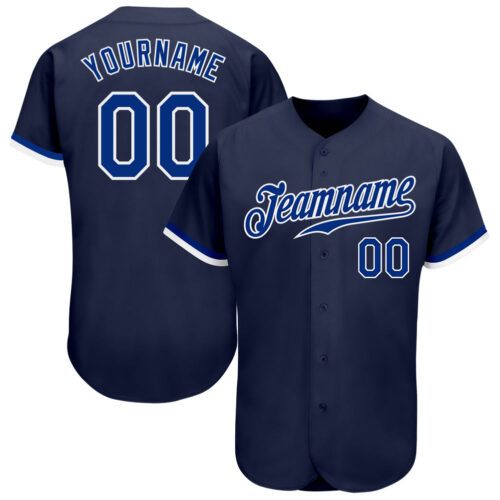 Navy0444 Custom Navy Royal-White Authentic Baseball Jersey