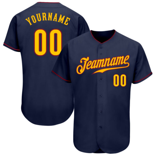 Navy0487_801cb579-c545-434e-88d9-94d4b8532bf1 Custom Navy Gold-Crimson Authentic Baseball Jersey