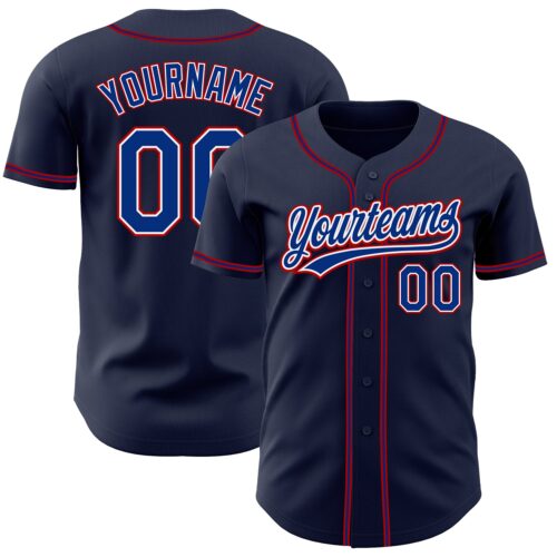 Navy0501 Custom Navy Royal-Red Authentic Baseball Jersey