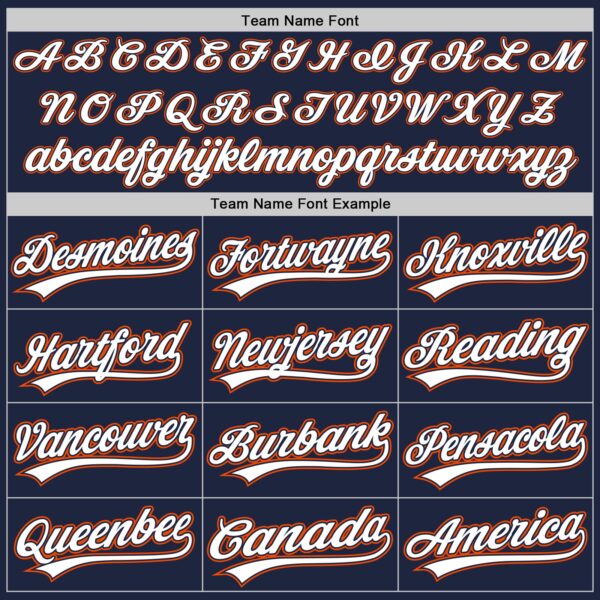 Custom Navy White-Orange Authentic Baseball Jersey