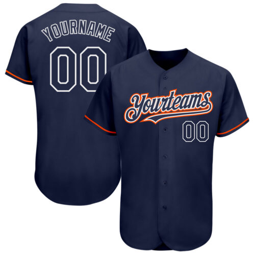 Navy0641 Custom Navy Orange-White Authentic Baseball Jersey