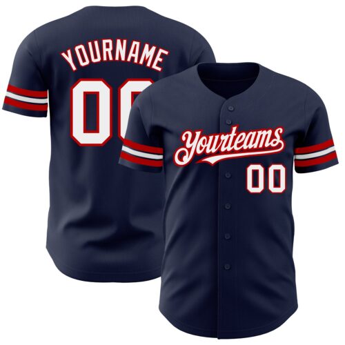 Navy0683 Custom Navy White-Red Authentic Baseball Jersey