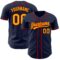 Custom Navy Yellow-Red Authentic Baseball Jersey