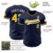 Custom Navy Yellow-White Authentic Baseball Jersey