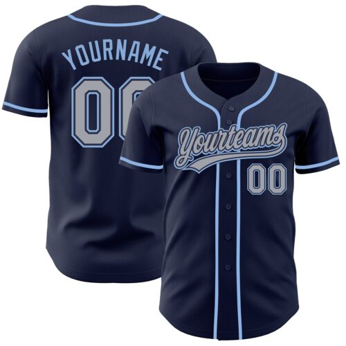Navy1155 Custom Navy Gray-Light Blue Authentic Baseball Jersey