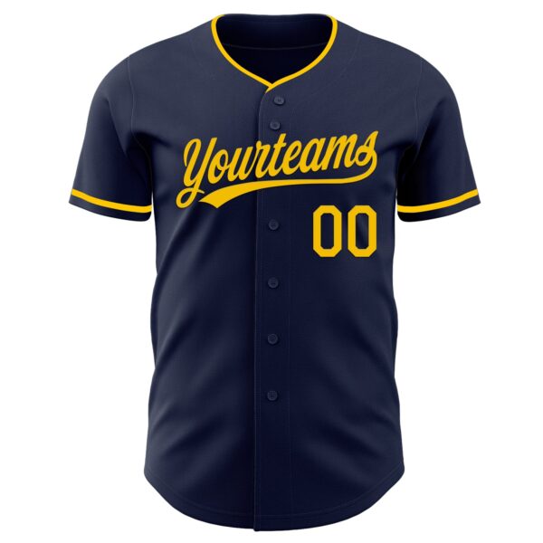 Custom Navy Yellow Authentic Baseball Jersey