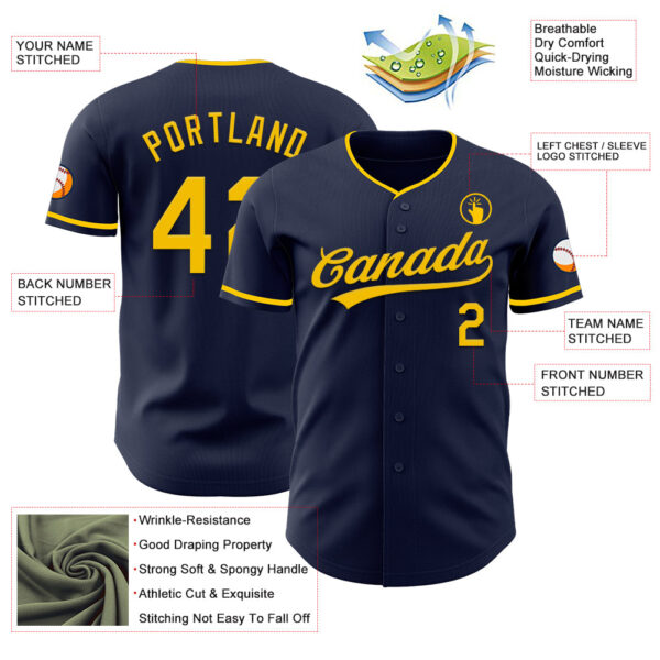 Custom Navy Yellow Authentic Baseball Jersey