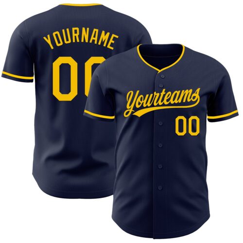 Navy1159 Custom Navy Yellow Authentic Baseball Jersey