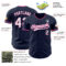 Custom Navy White-Pink Authentic Baseball Jersey