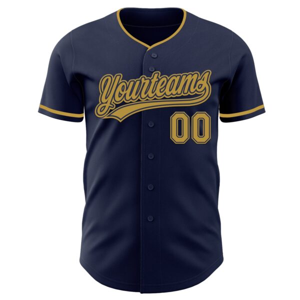 Custom Navy Old Gold Authentic Baseball Jersey