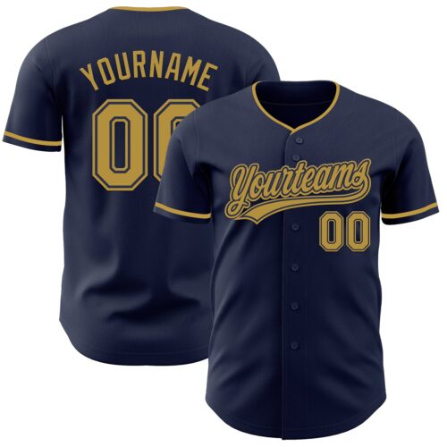 Navy1164 Custom Navy Old Gold Authentic Baseball Jersey