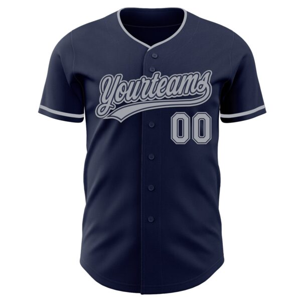 Custom Navy Gray Authentic Baseball Jersey