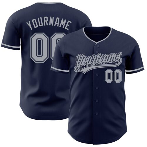 Navy1166 Custom Navy Gray Authentic Baseball Jersey