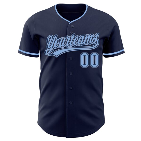 Custom Navy Light Blue Authentic Baseball Jersey