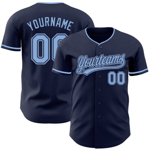 Navy1167 Custom Navy Light Blue Authentic Baseball Jersey